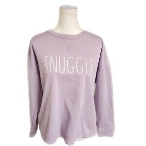 Rae Dunn Lavender Long Sleeve Sweatshirt, SNUGGLE Logo, Soft Fuzzy Insude, M